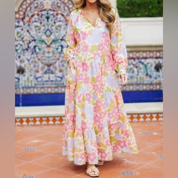 J.Marie The Ava Mae Long Sleeve Maxi Dress In Multi Floral - Picture 1 of 9